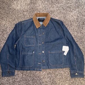 NWT ANWND Women’s Denim Jacket with Tan Collar Medium